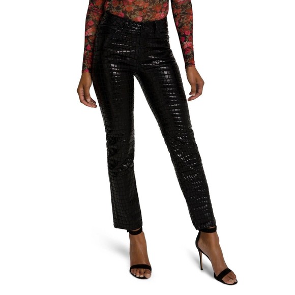 Good American Women's High Rise Good Straight Leg Jeans in Black Croc Size 2/26 - Picture 1 of 9